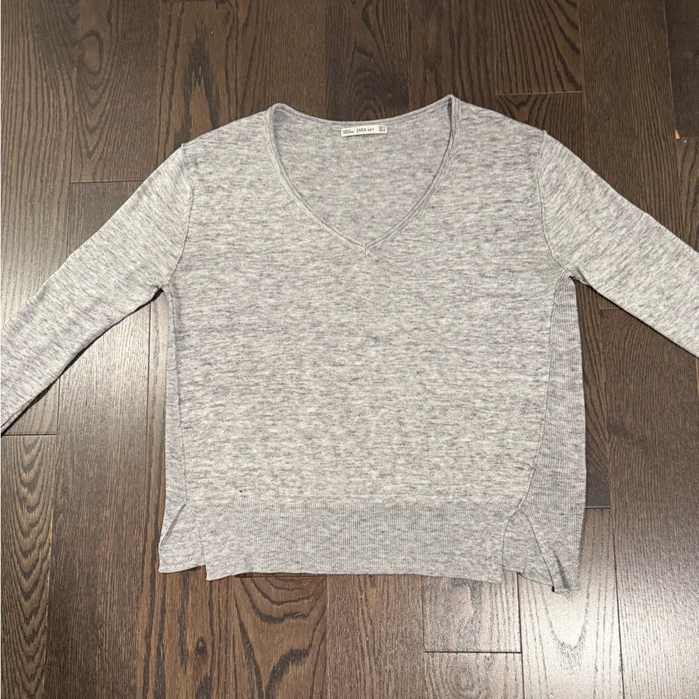 Zara Heather Gray Knit Long Sleeve Sweater